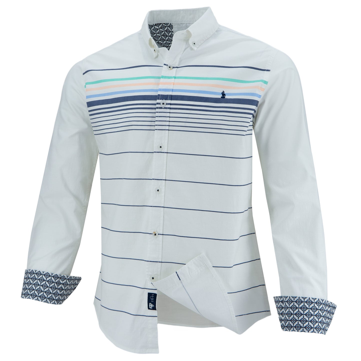 CAMISA 1492 MANGAS LARGAS RAYAS PARA CABALLEROS